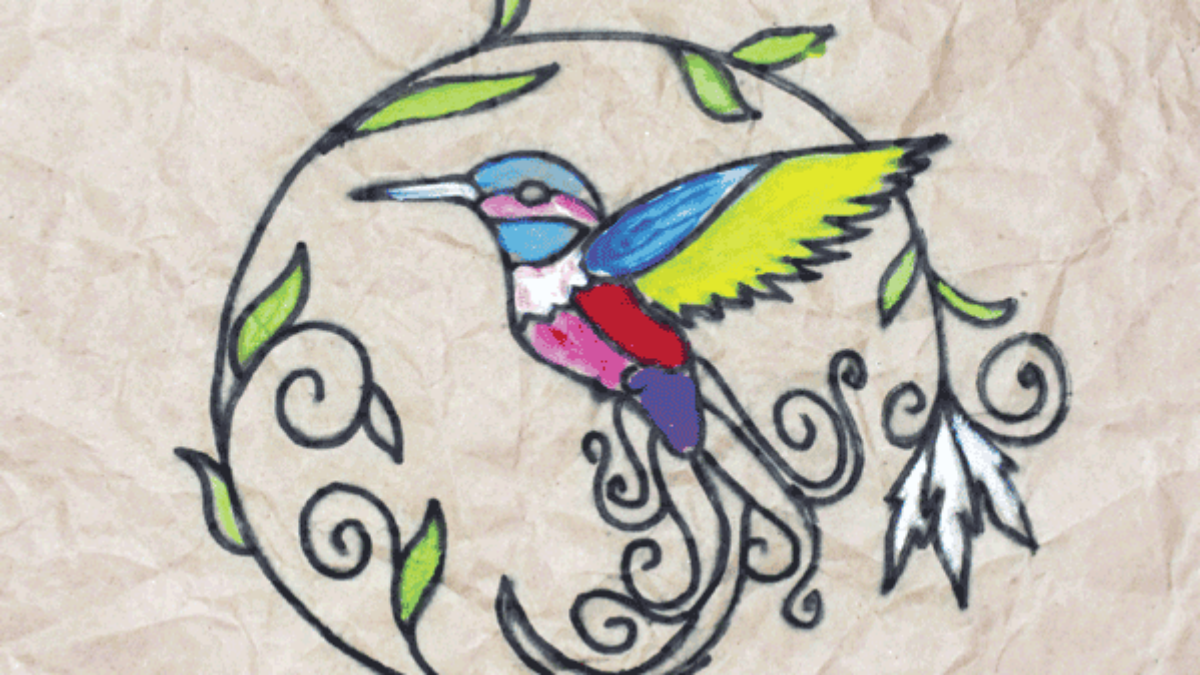 Colorful bird drawing