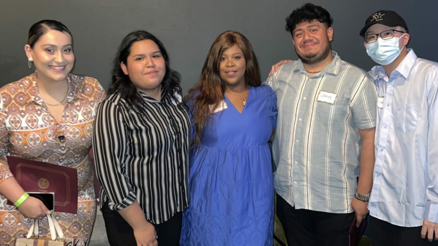 Our school-based staff speakers! From left to right: Taide Acevedo, Stephanie Ruiz, Shanice Peters, Johnny Tapia, and Andy Li