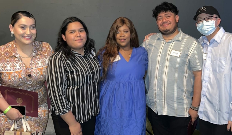 Our school-based staff speakers! From left to right: Taide Acevedo, Stephanie Ruiz, Shanice Peters, Johnny Tapia, and Andy Li